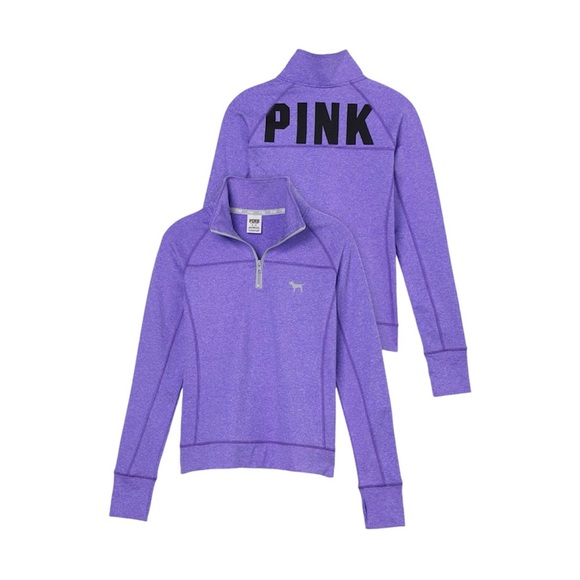 PINK Victoria's Secret Tops - Victoria Secret Pink Violet Half Zip Pull Over | Purple Half Zip Hoodie